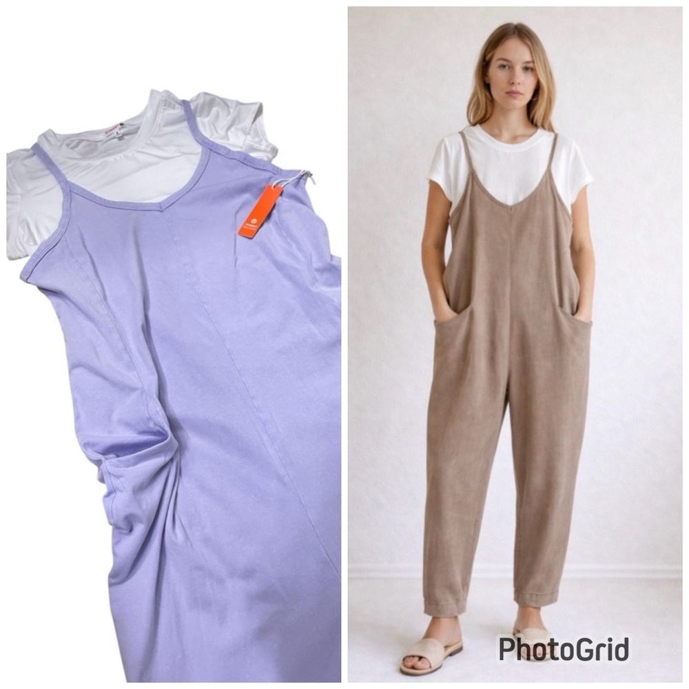 NWT! Sundry Anthropology slouchy relaxed jumpsuit with a white crew neck tee